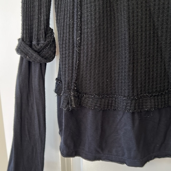 DONATING SOON! Free People Black "Laguna" Oversize Thermal w Thumbholes - Picture 8 of 15